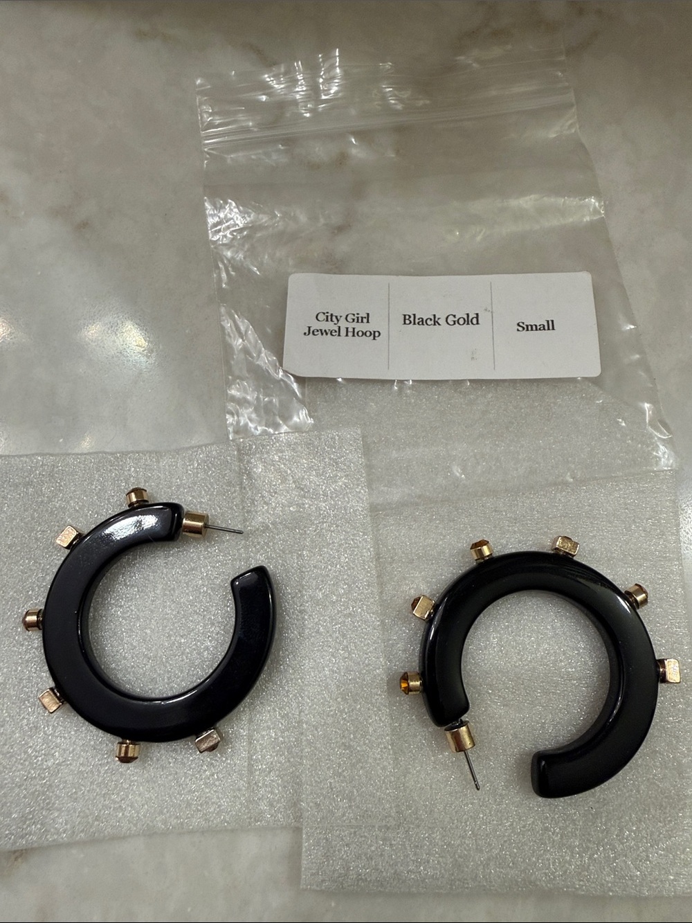Smith & Co. City Girl Jewel Hoop Black/Gold Small